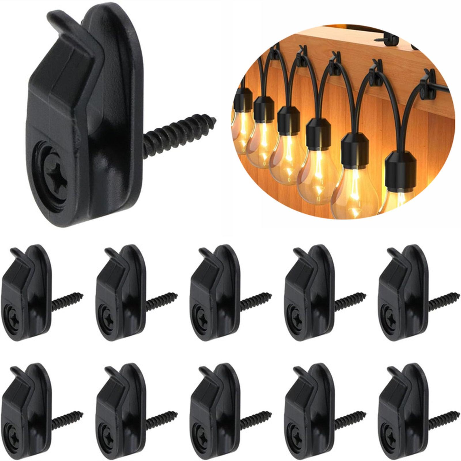 20 PCS/Pack Outdoor String Light Hooks Screw-in Light Clips Light Hangers for Patio, Deck, Fence Wall & Holiday Decor(Black) - Shopkiz.com