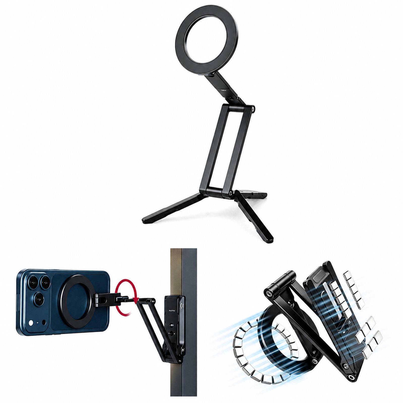 XILETU XJ-26S Magnetic Phone Holder Desk Stand Foldable Dual Sided Mount(Black) - Shopkiz.com