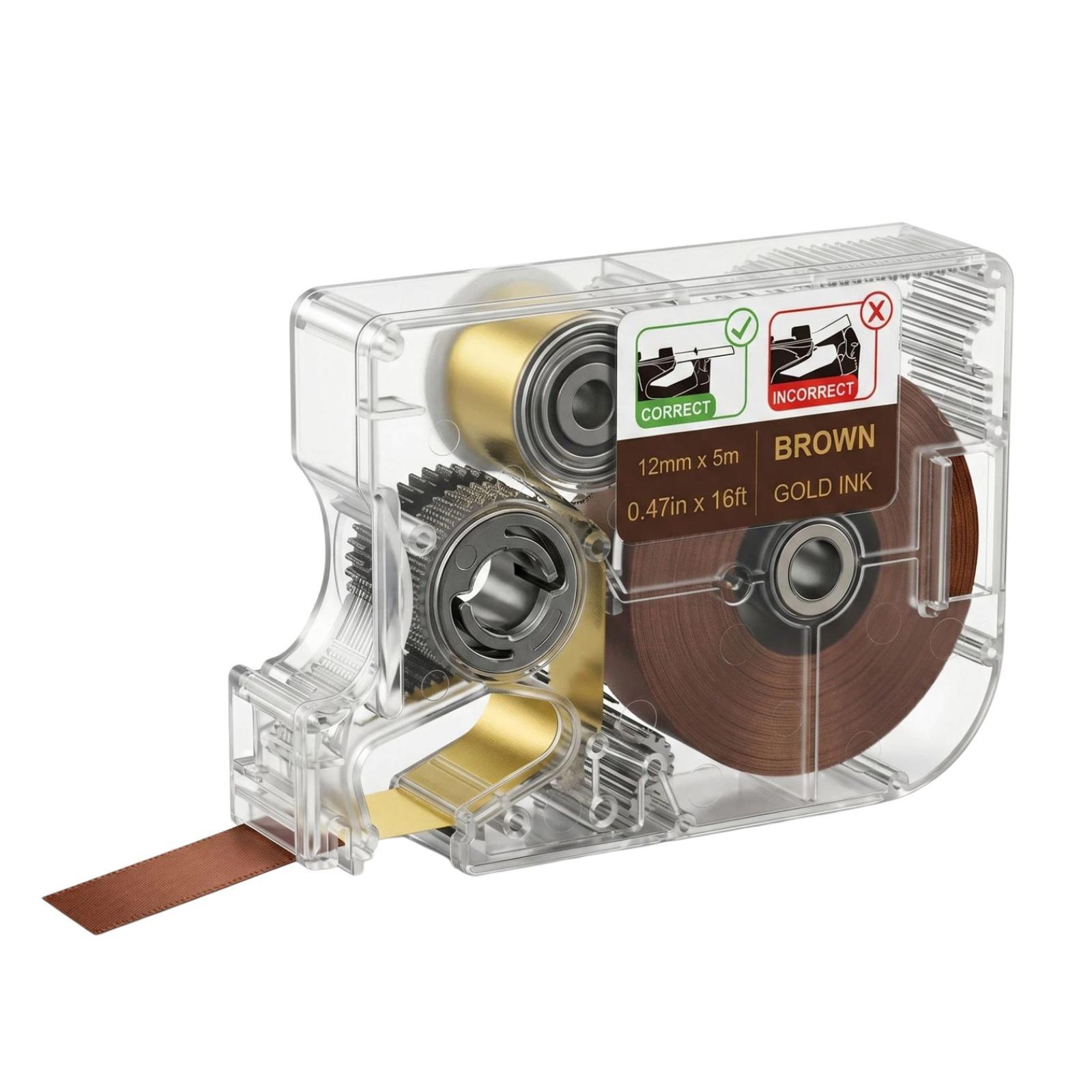 12mm Label Paper & Ribbon For Printer, Style: Brown Ribbon - Shopkiz.com