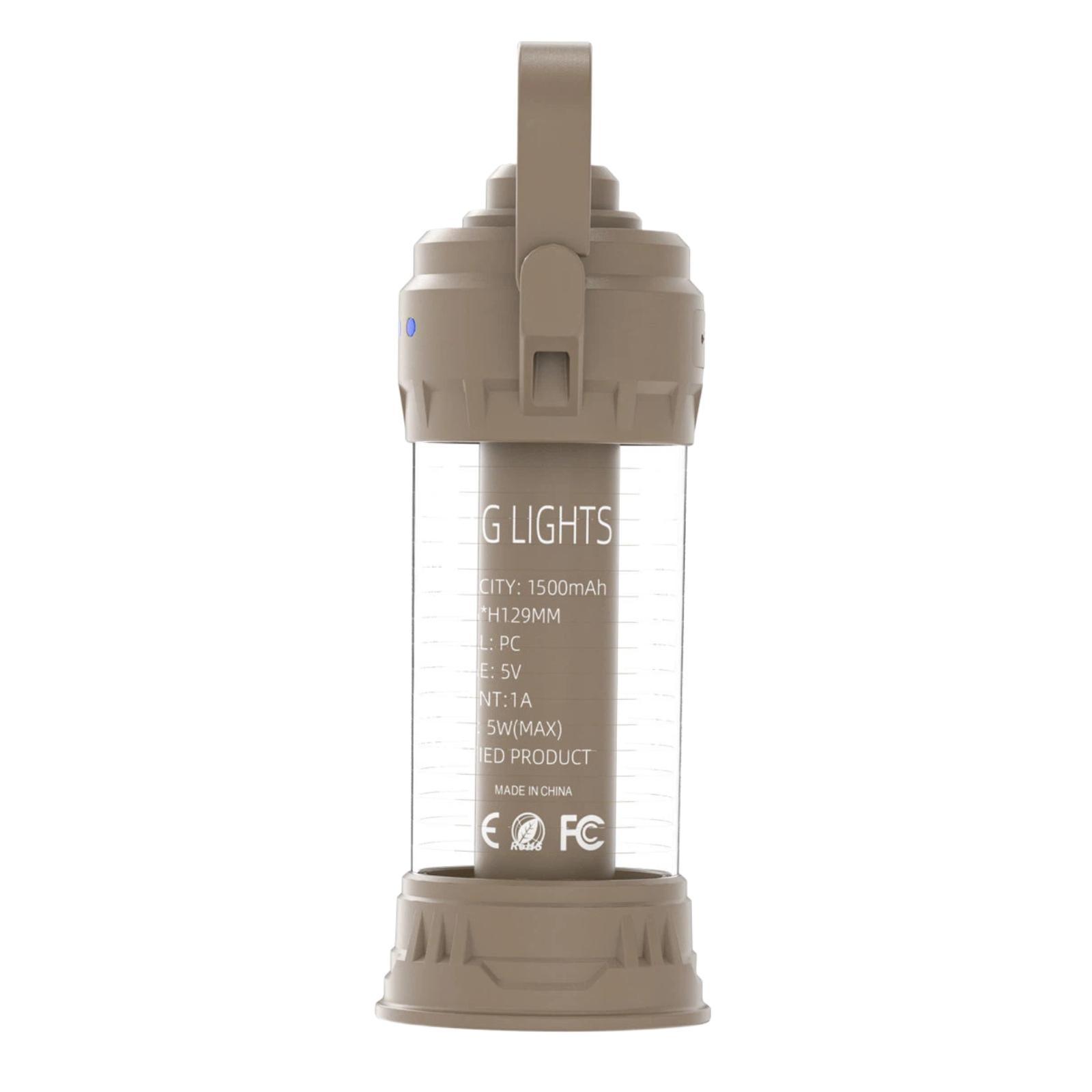 Portable 3-Light Source Camping Light LED Long Lasting Outdoor Flashlight(Khaki) - Shopkiz.com