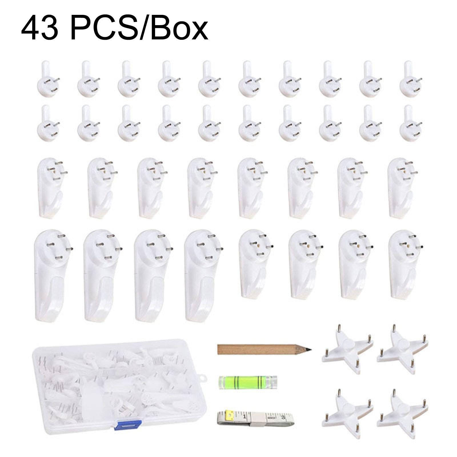 43 PCS/Box Hardwall Picture Hooks Kit Non-Trace Wall Nails Hangers - Shopkiz.com