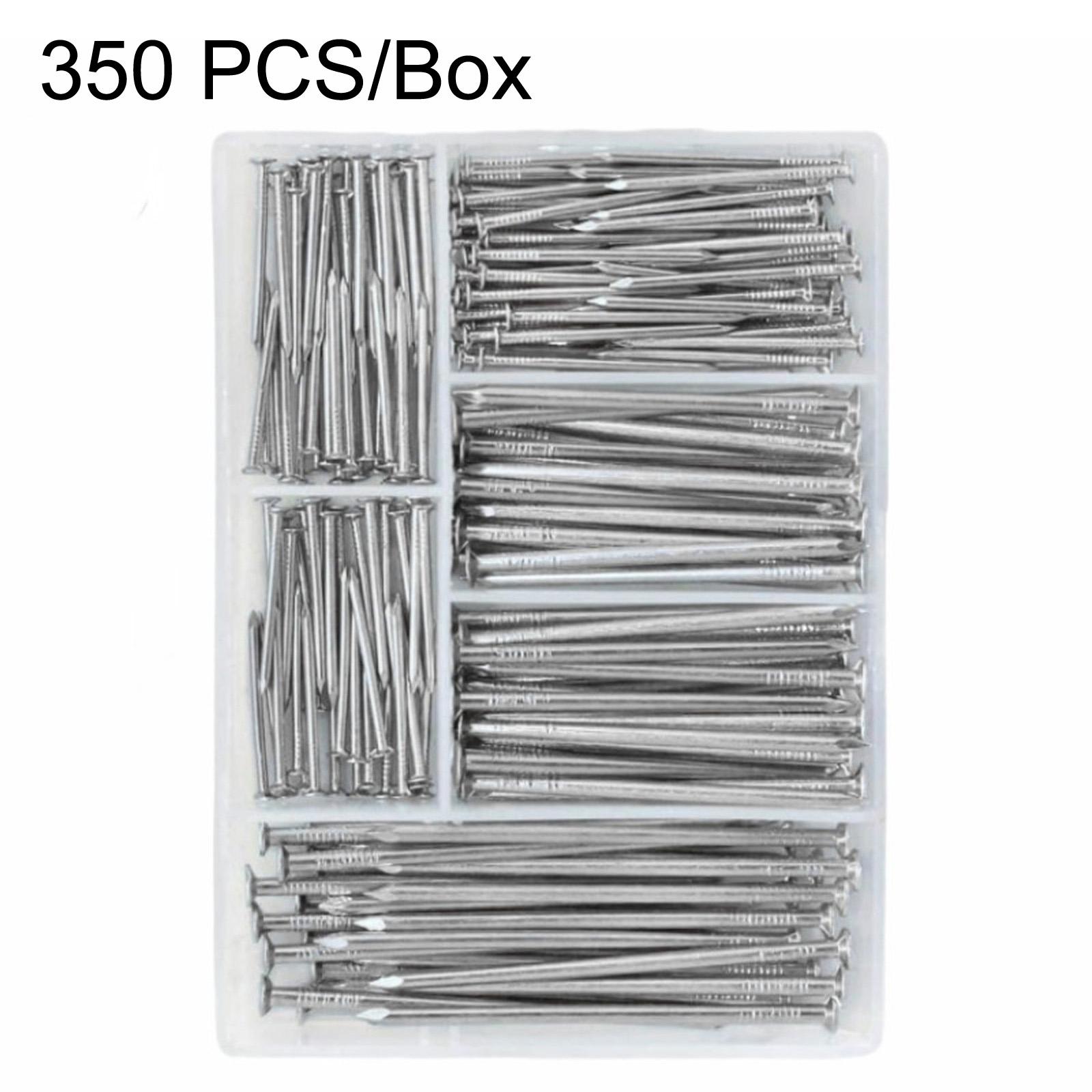 350 PCS/Box Picture Hanging Nails Assortment Kit 5 Sizes Hardware Nails Set(Silver) - Shopkiz.com
