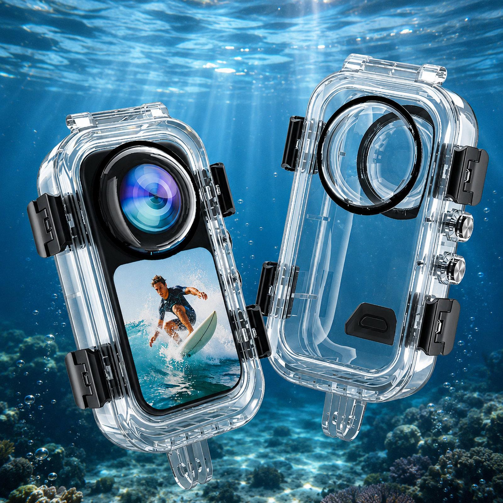 For Insta360 X6 Invisible Waterproof Housing 60m/197f Dive Case with Anti-Fog Inserts 2-prong Version