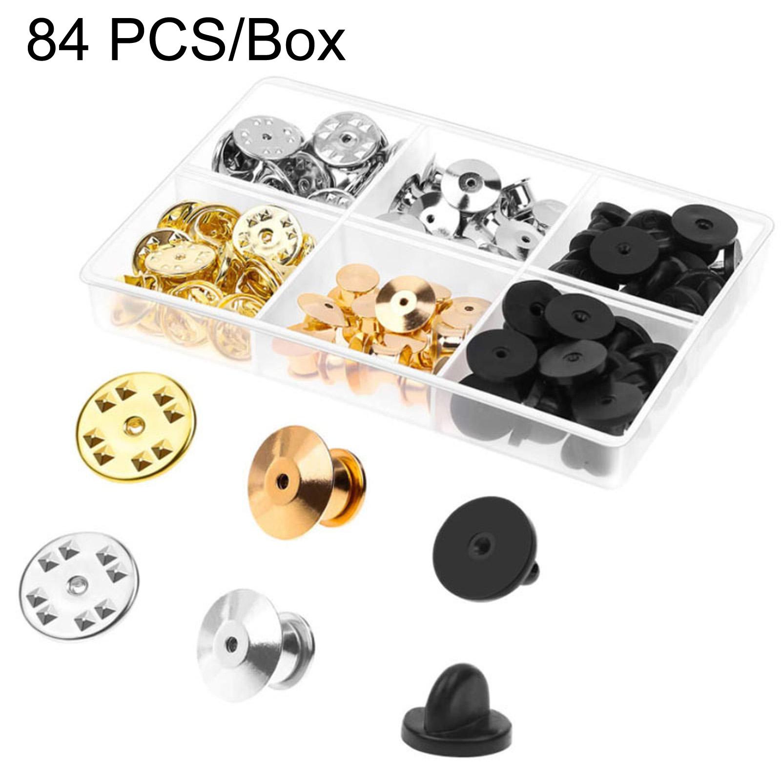 84 PCS/Box Pin Backs Locking Set Metal Butterfly Clutch Rubber Pin Keepers - Shopkiz.com