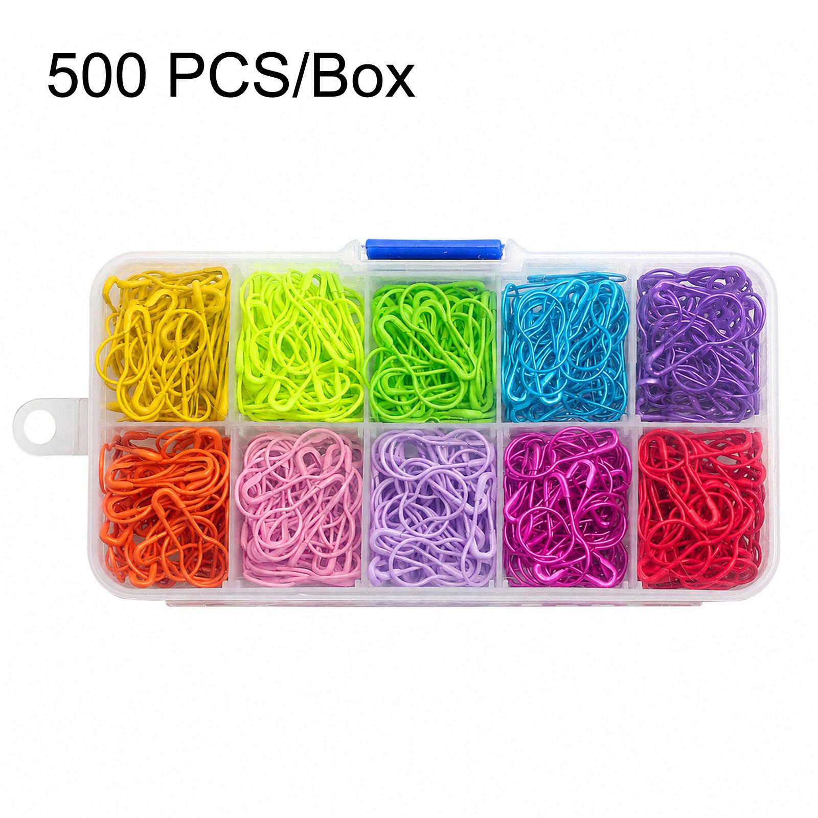 500 PCS/Box Rectangular Colorful Metal Bulb Safety Pins Pear Shaped Calabash Pins Knitting Stitch Markers Set - Shopkiz.com