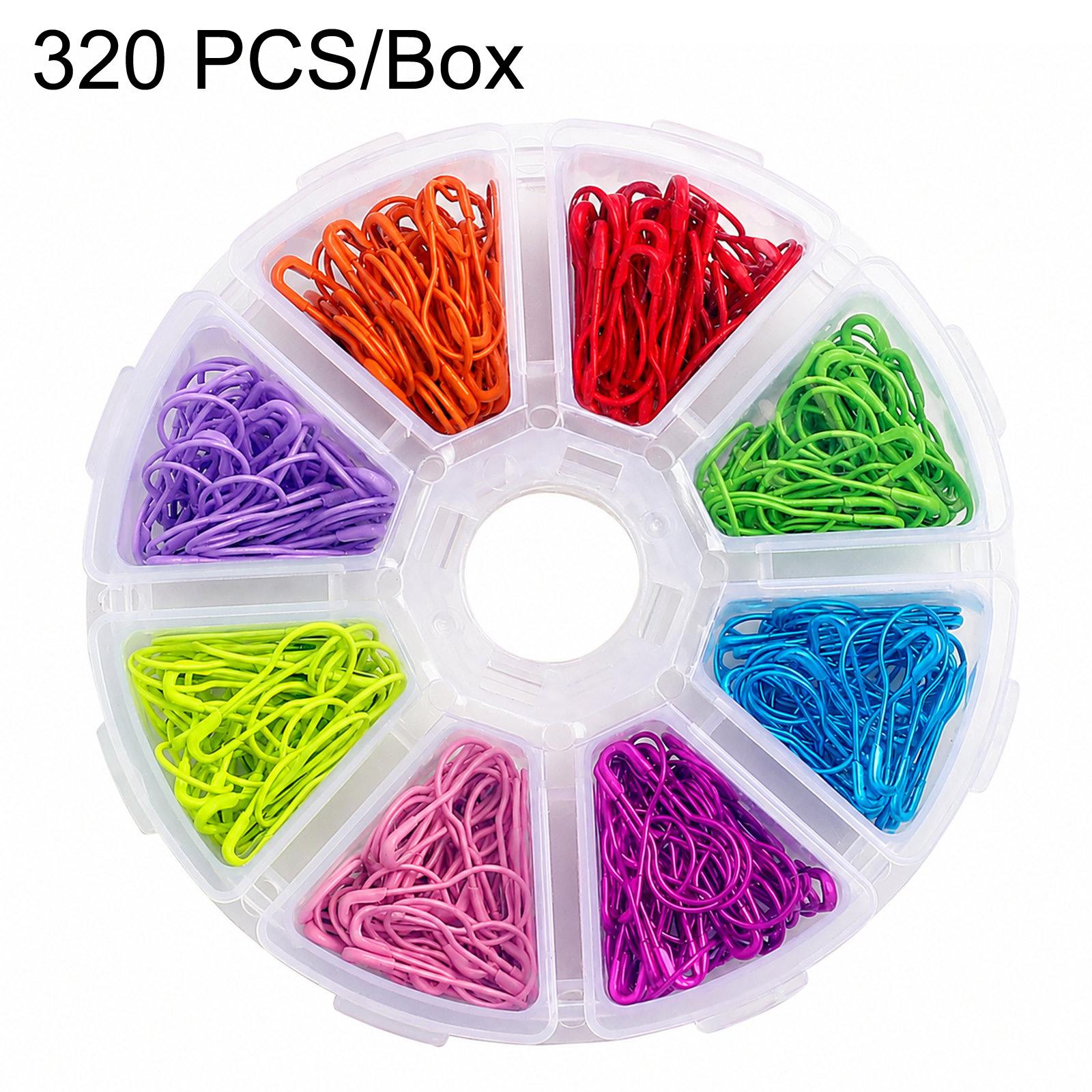 320 PCS/Box Round Colorful Metal Bulb Safety Pins Pear Shaped Calabash Pins Knitting Stitch Markers Set - Shopkiz.com