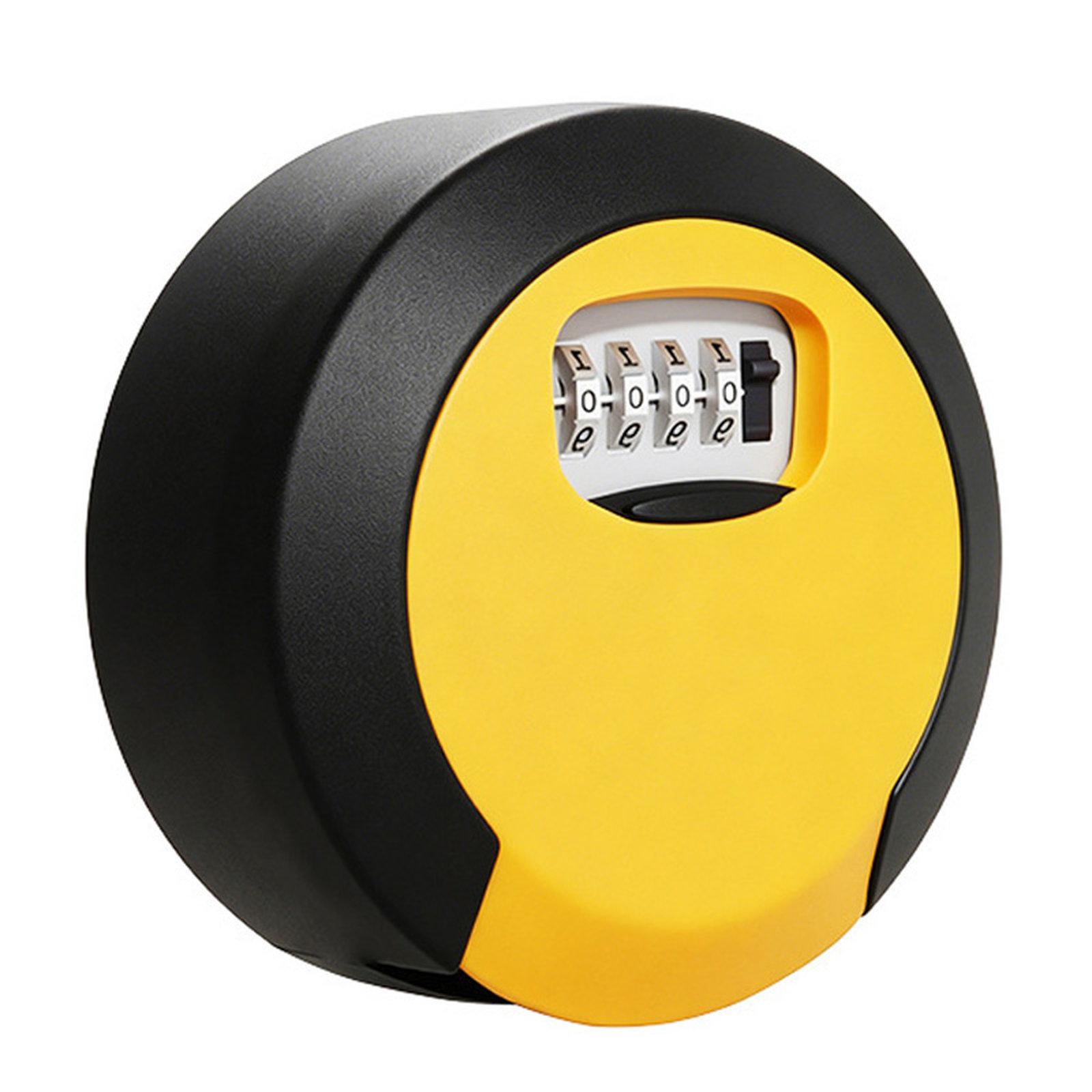 Oversized Circular Key Lock Box Waterproof 4 Digit Combination Security Storage Case(Yellow)