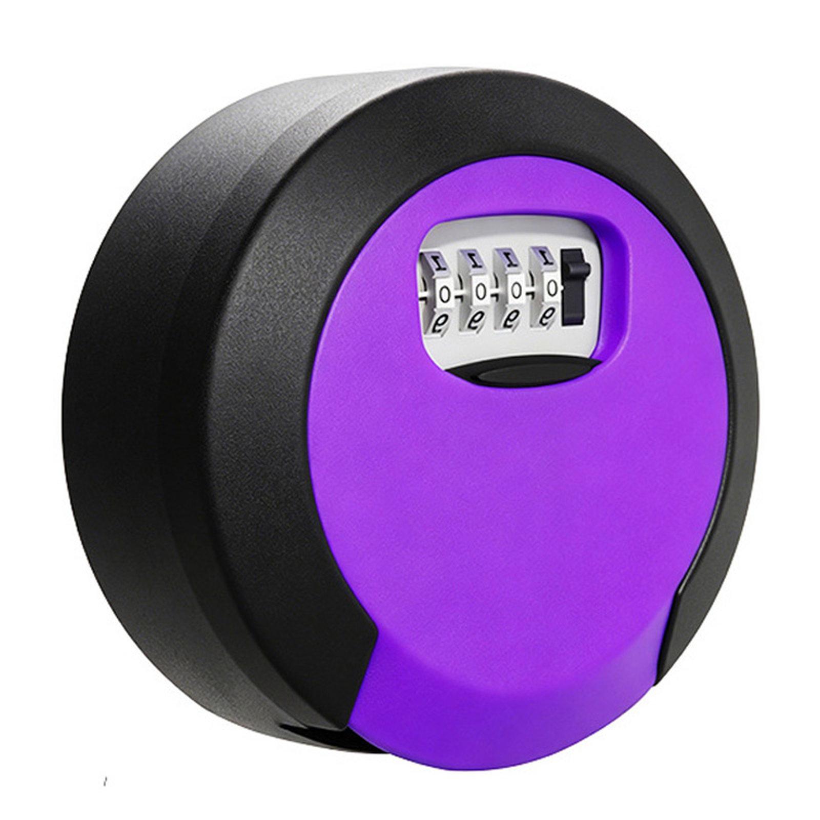 Oversized Circular Key Lock Box Waterproof 4 Digit Combination Security Storage Case(Purple)