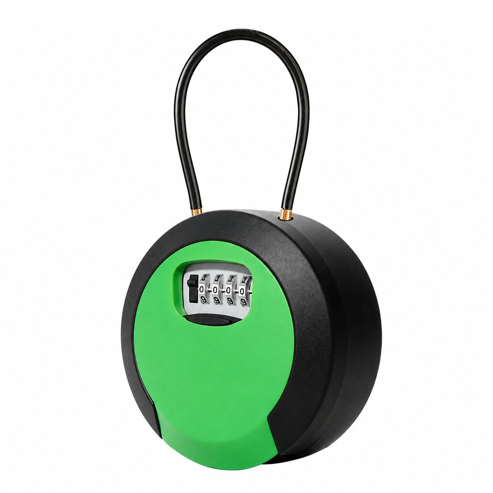 Key Lock Box Waterproof 4 Digit Combination Security Storage Case, Spec: Steel Rope Green