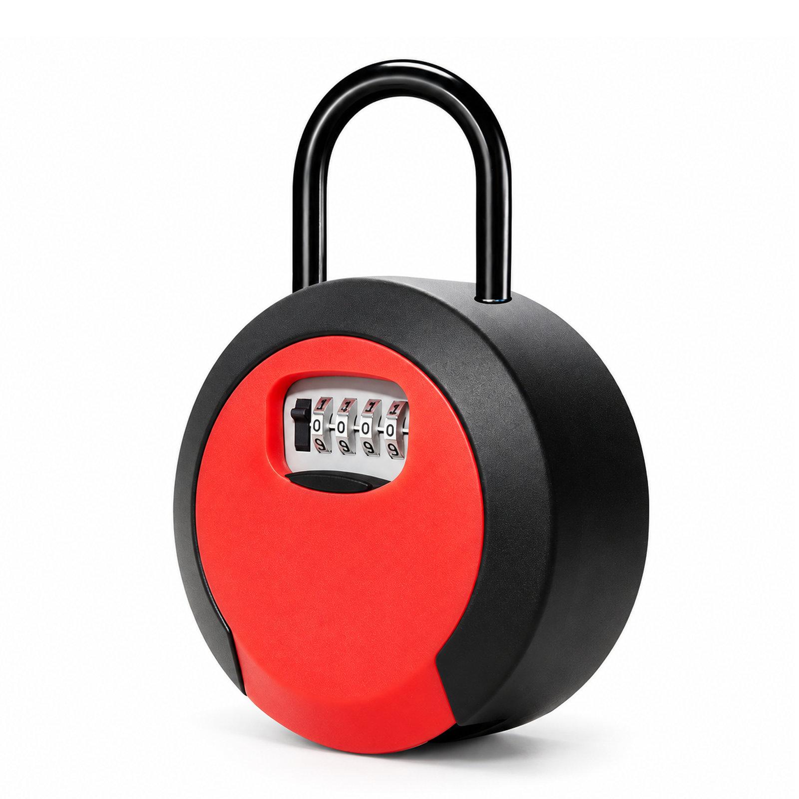 Key Lock Box Waterproof 4 Digit Combination Security Storage Case, Spec: Hanging Red