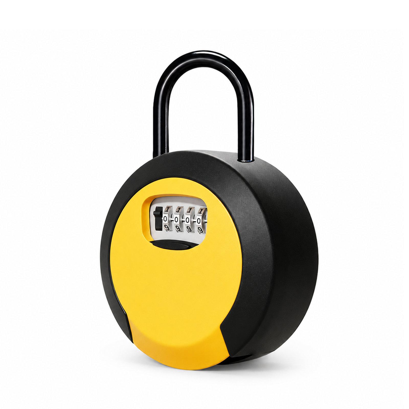 Key Lock Box Waterproof 4 Digit Combination Security Storage Case, Spec: Hanging Yellow