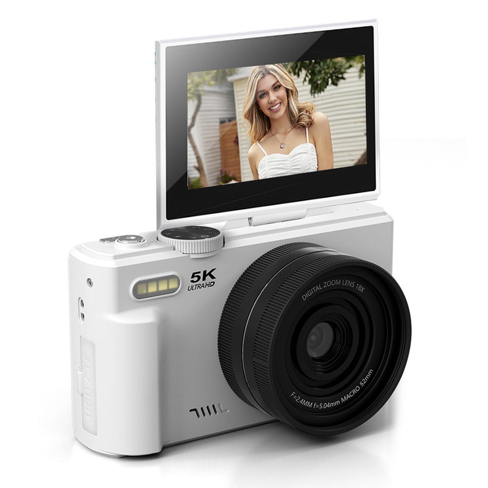 WD08 HD 5K 75MP CCD Digital Camera With Wi-Fi, Auto Focus, Beauty Filters(White) - Shopkiz.com