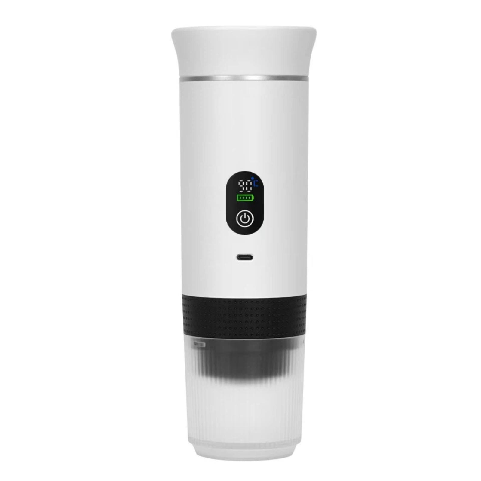 Digital Display Pump-Type Handheld Coffee Maker With USB Charging(White) - Shopkiz.com