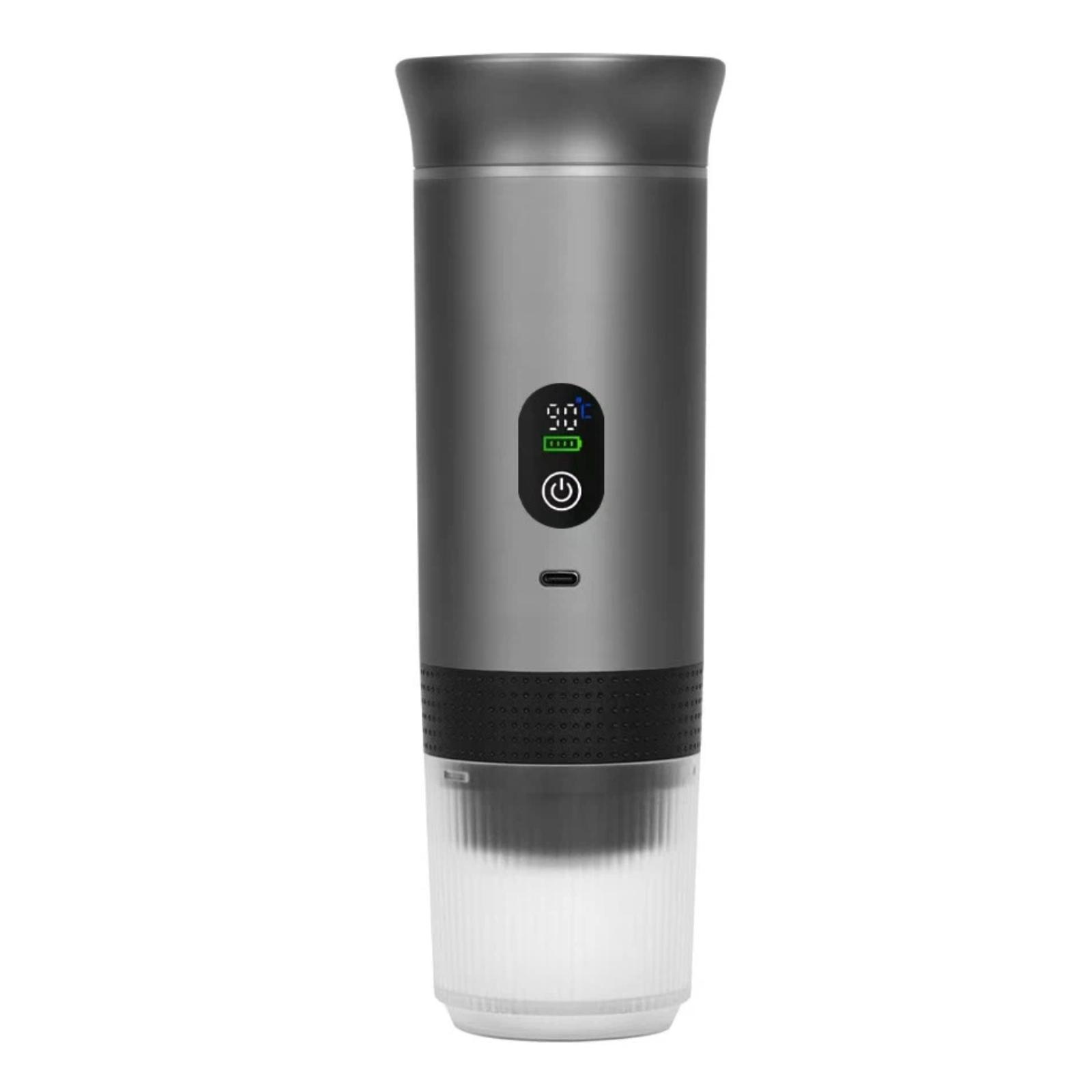 Digital Display Pump-Type Handheld Coffee Maker With USB Charging(Gray) - Shopkiz.com