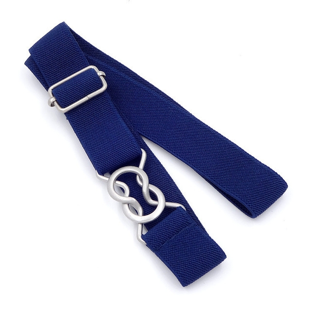 Candy-colored 8-Character Clasp Elastic Braided Belt for Children(Navy Blue)