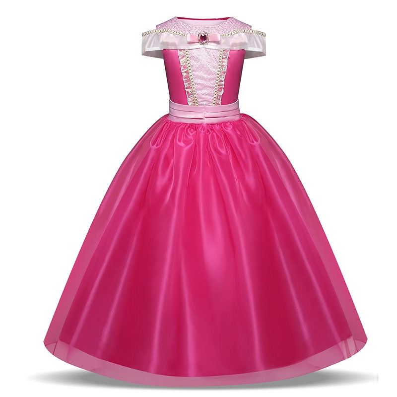 Girls Dress Halloween Cosplay Sleeping Beauty Princess Dresses Christmas Costume Party Children Kids Clothing, Size:110cm(Pink) - Shopkiz.com