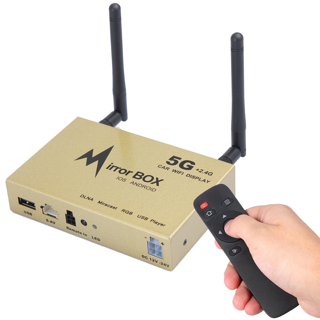 WIFI-846 Car Mobile 5GHz & 2.4GHz Dual Antennas WiFi Display Screen Mirror Link Push Box with Remote Control(Gold) - Shopkiz.com