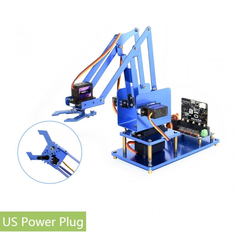 Waveshare 4-DOF Metal Robot Arm Kit for micro:bit, Support Bluetooth, US Plug - Shopkiz.com