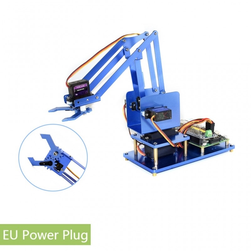 Waveshare 4-DOF Metal Robot Arm Kit for Raspberry Pi (Europe), Bluetooth / WiFi Remote Control, EU Plug - Shopkiz.com
