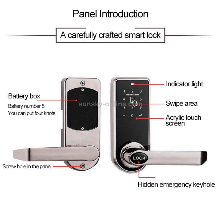 OS8818 Password + Key + Sensor Card Zinc Alloy Electronic Door Lock