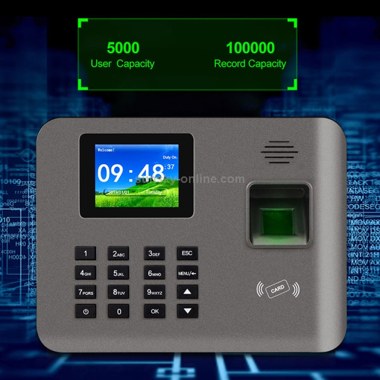 Realand AL321D Tiempo de asistencia de huellas dactilares con pantalla a color de 2,4 pulgadas y función de tarjeta de identificación y batería - 8