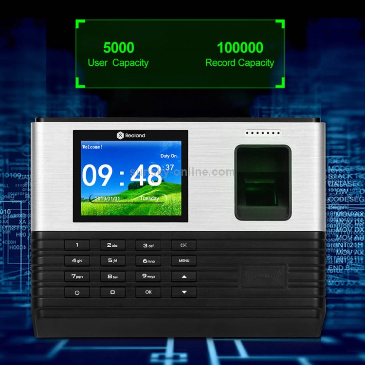 Realand AL355 Tiempo de asistencia de huellas dactilares con pantalla a color de 2,8 pulgadas y función de tarjeta de identificación y WiFi - 9