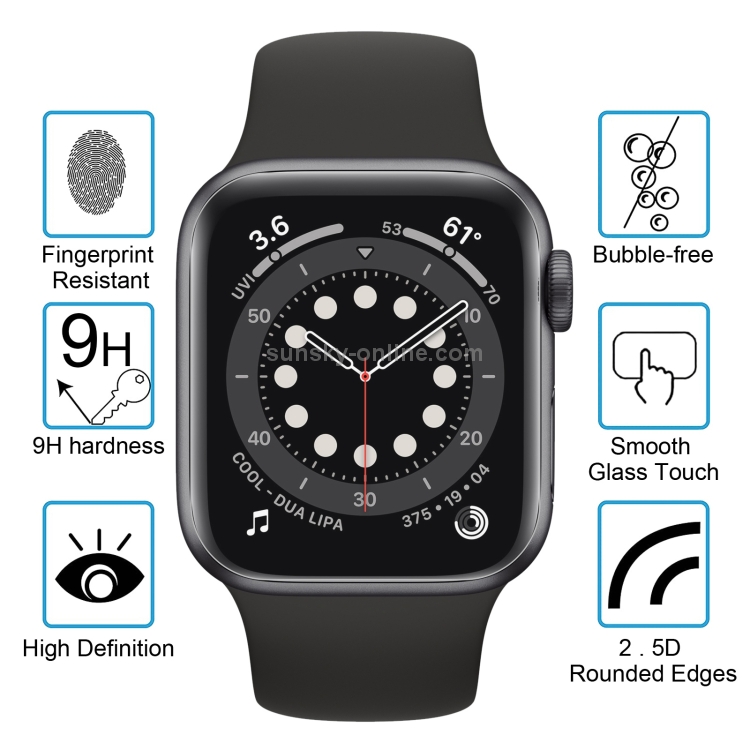 Película de vidrio templado 9H 2.5D para Apple Watch Series 5/4 44 mm - 2