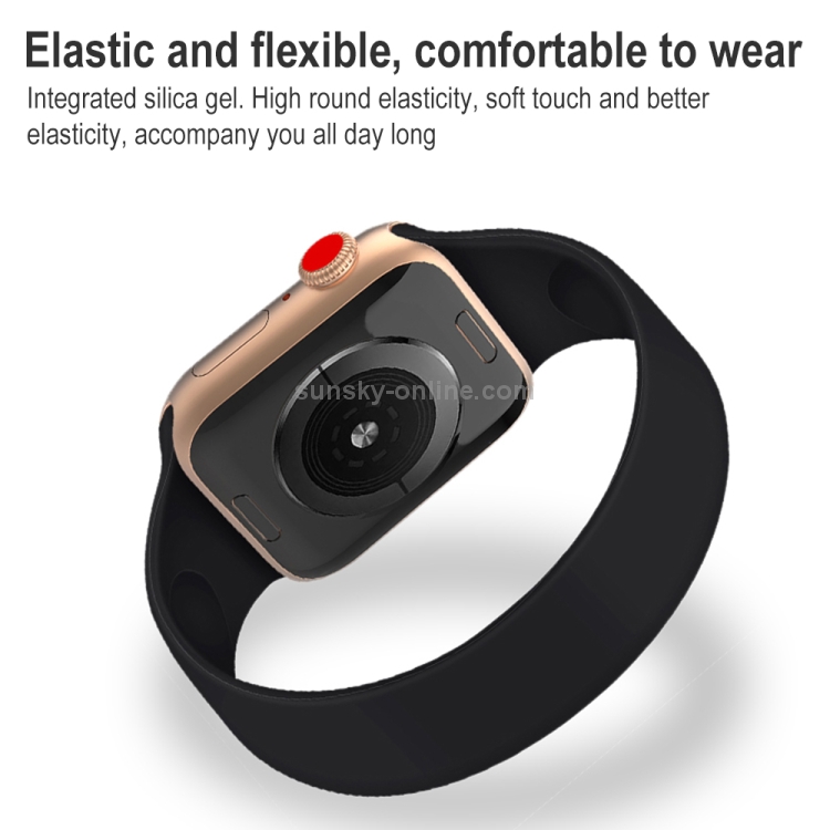For Apple Watch Ultra 49mm&Watch Ultra 2 49mm / Series 9&8&7 45mm / SE 3&SE  2&6&SE&5&4 44mm / 3&2&1 42mm Solid Color Elastic Silicone Watch Band,  Size:S 130mm (Alfalfa Grass)