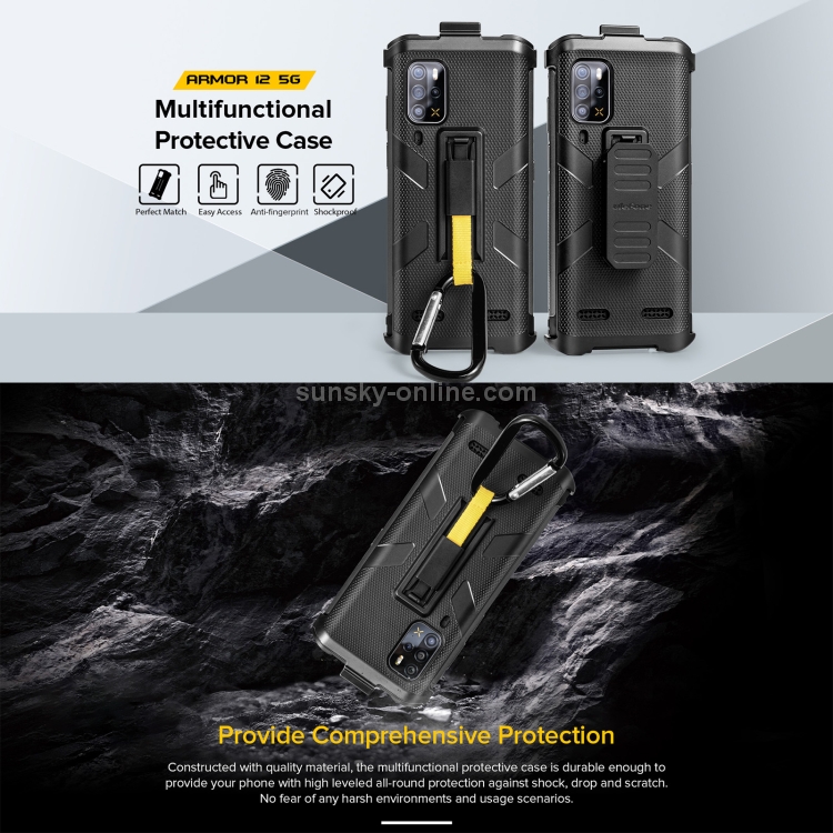 For Ulefone Armor 12 5G Multifunctional TPU + PC Protective Case with Back  Clip & Carabiner (Black)