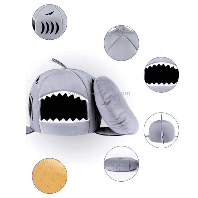 Indoor Pet Dog Puppy Cat Warm House Sharks Pet Sleeping Bed Nest, S Size:  42x42x42cm(Grey)