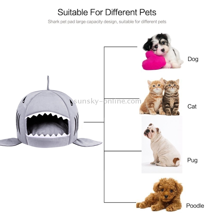 Indoor Pet Dog Puppy Cat Warm House Sharks Pet Sleeping Bed Nest, S Size:  42x42x42cm(Grey)