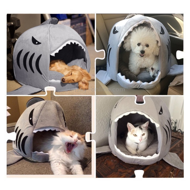 Indoor Pet Dog Puppy Cat Warm House Sharks Pet Sleeping Bed Nest, S Size:  42x42x42cm(Grey)