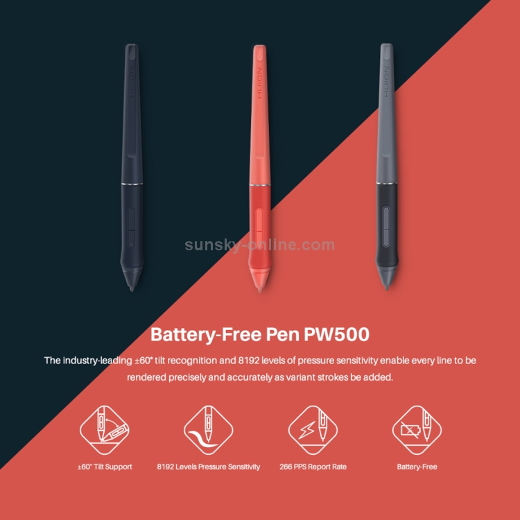 HUION HS611 5080 LPI Tableta de dibujo artístico con tira táctil para divertirse, con bolígrafo y soporte para bolígrafo sin batería (rojo) - 10
