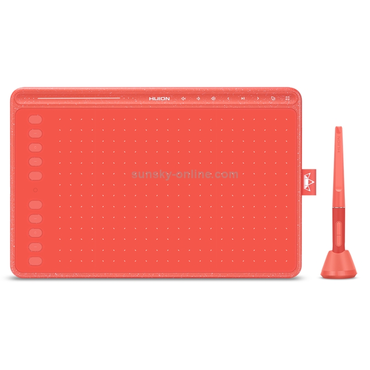 HUION HS611 5080 LPI Tableta de dibujo artístico con tira táctil para divertirse, con bolígrafo y soporte para bolígrafo sin batería (rojo) - 2