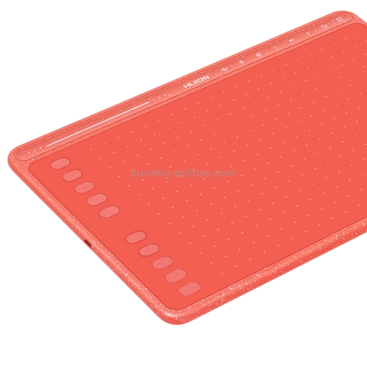 HUION HS611 5080 LPI Tableta de dibujo artístico con tira táctil para divertirse, con bolígrafo y soporte para bolígrafo sin batería (rojo) - 3