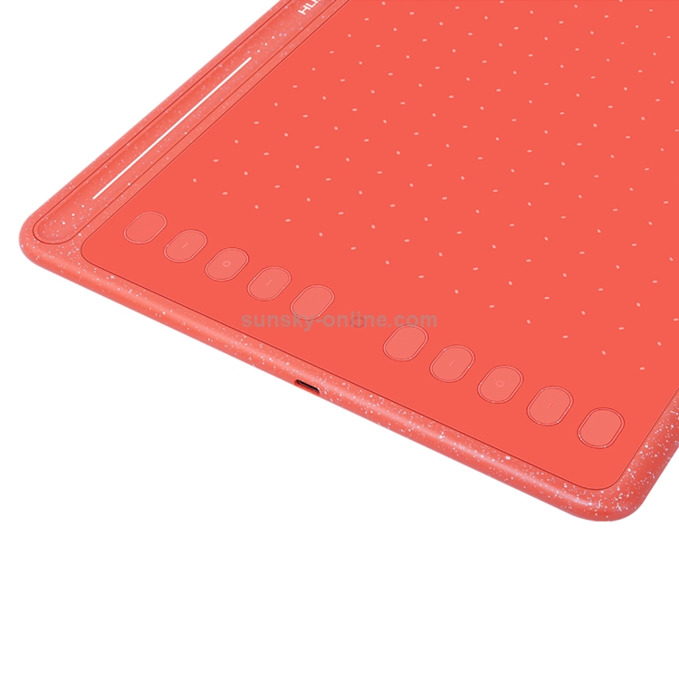 HUION HS611 5080 LPI Tableta de dibujo artístico con tira táctil para divertirse, con bolígrafo y soporte para bolígrafo sin batería (rojo) - 4