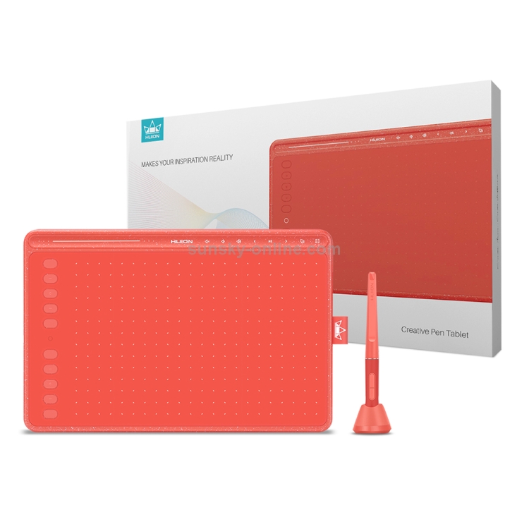 HUION HS611 5080 LPI Tableta de dibujo artístico con tira táctil para divertirse, con bolígrafo y soporte para bolígrafo sin batería (rojo) - 6