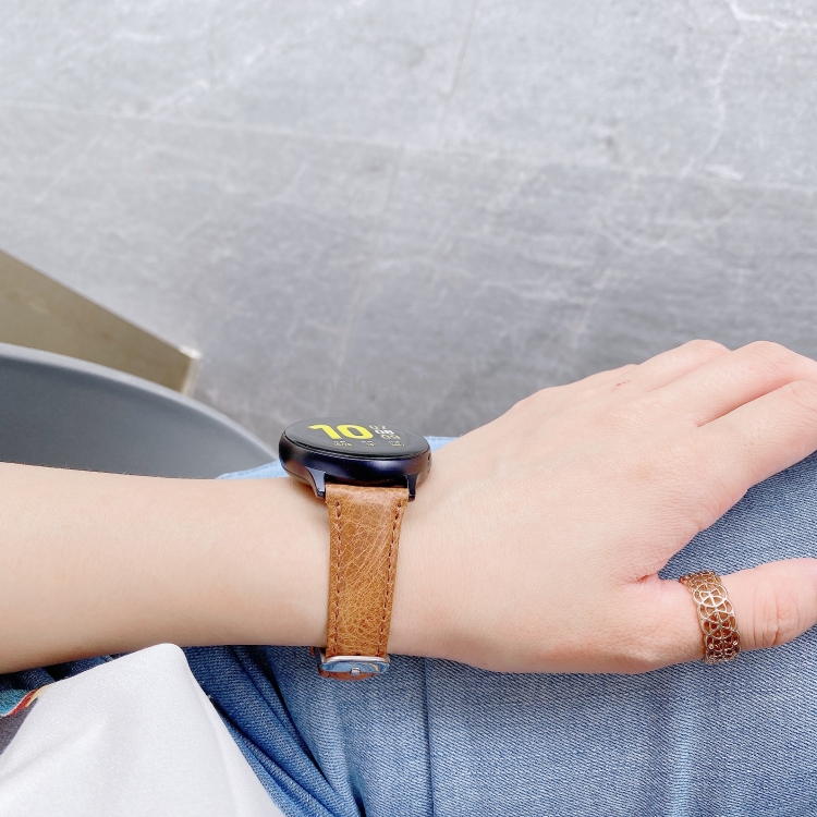 SUNSKY - Para Samsung Galaxy Watch 20 mm Smart Watch Smart Watch de cuero  de doble cara (marrón)