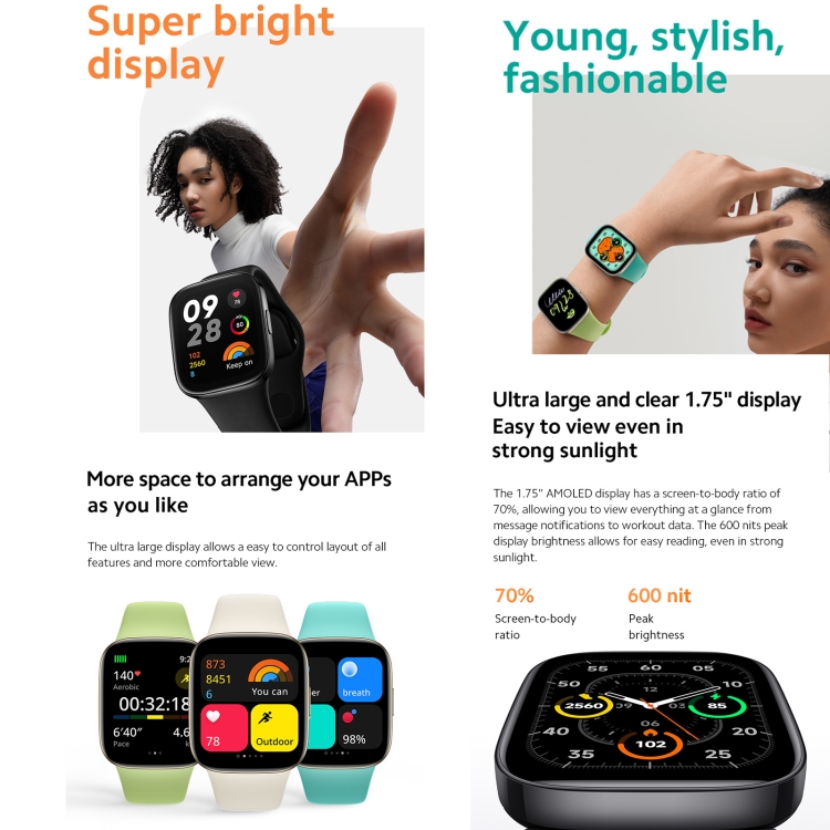 Xiaomi Redmi Watch 3 - Smartwatch con pantalla AMOLED de 1,75