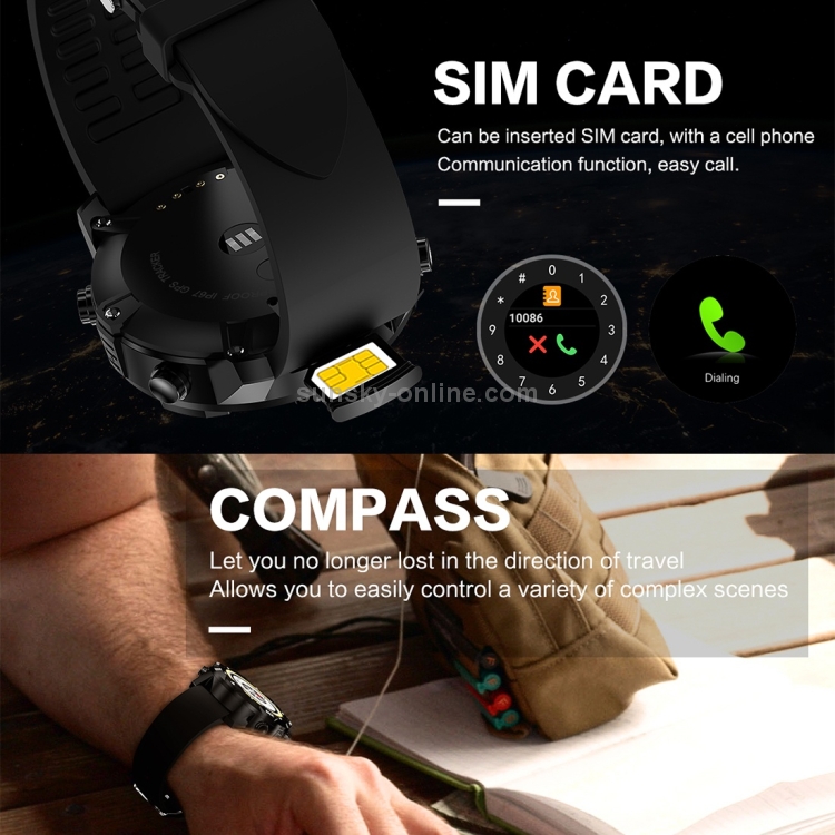 S3 Reloj inteligente Bluetooth con pantalla OLED de 1,39 pulgadas, resistente al agua IP67, compatible con brújula / monitor de frecuencia cardíaca / tarjeta SIM / navegación GPS, compatible con teléfonos Android e iOS (naranja) - 4
