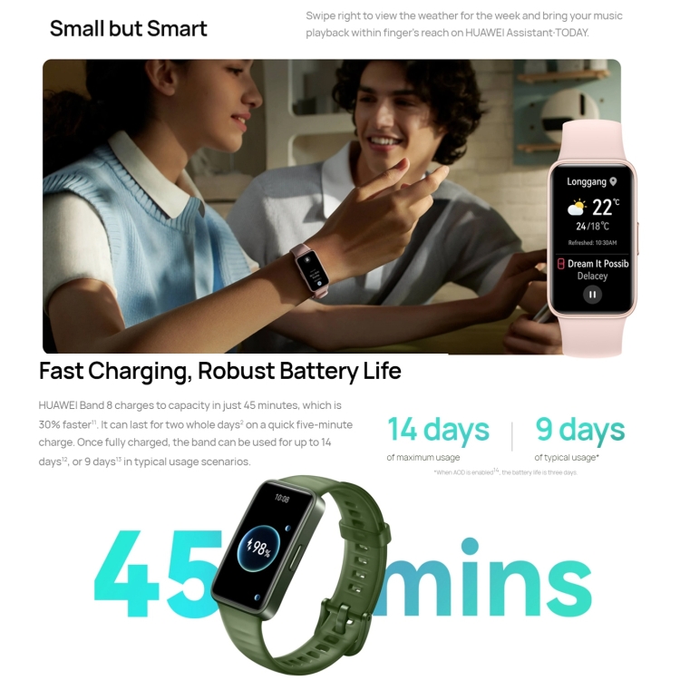 HUAWEI Band 8 Standard 1.47 inch AMOLED Smart Watch, Support Heart Rate / Blood Pressure / Blood Oxygen / Sleep Monitoring(Emerald) - B8