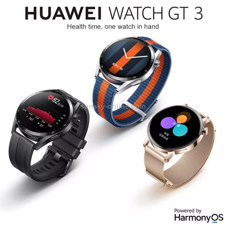 HUAWEI WATCH GT 3 时尚款智能手表46mm蓝橙编织表带支持八通道心率监测 