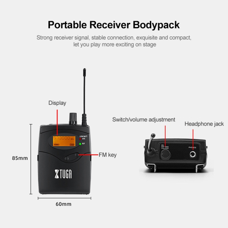 XTUGA IEM1200 Wireless Transmitter 4 Bodypack Stage Singer InEar