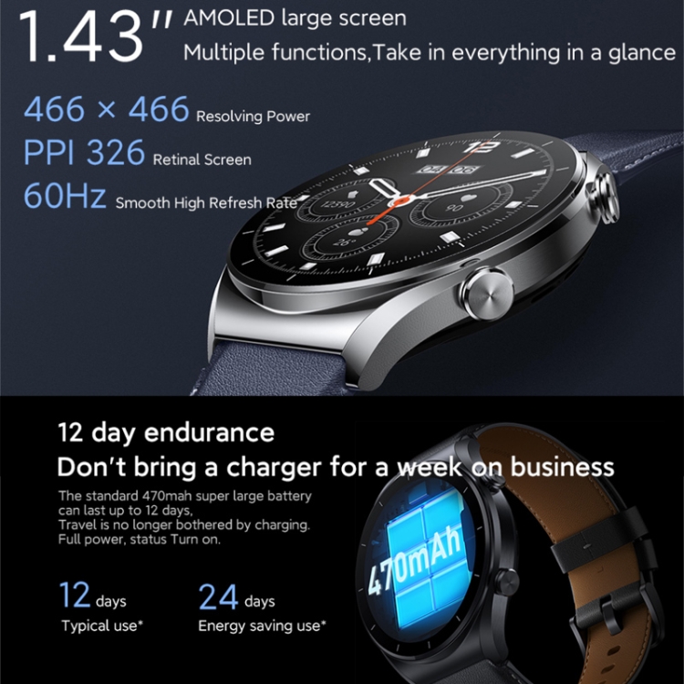 Original Xiaomi Watch S1 GPS Smart Watch(Wise Elegant Black) - B4