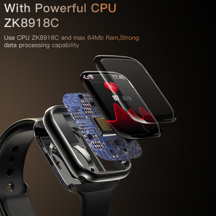 Yesido IO17 1,89 pouces écran IPS IP67 montre intelligente étanche, prise en charge de la surveillance de la pression artérielle/ECG (noir) - 3