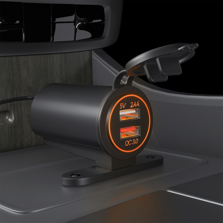 ZH-723F4 Car / Motorcycle QC3.0 Cell Phone Fast Charging Dual USB Car Charger(Orange Light) ZH-723F4 Car / Motorcycle QC3.0 Cell Phone Fast Charging Dual USB Car Charger(Orange Light)