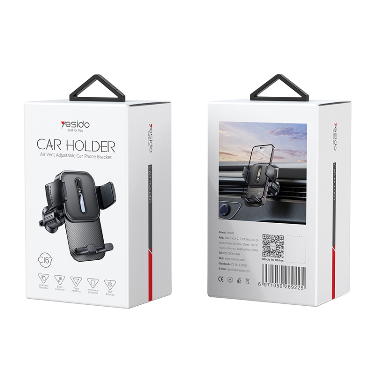 Yesido C167 Rotatable Car Air Outlet Phone Holder (Black) Yesido C167 Rotatable Car Air Outlet Phone Holder (Black)