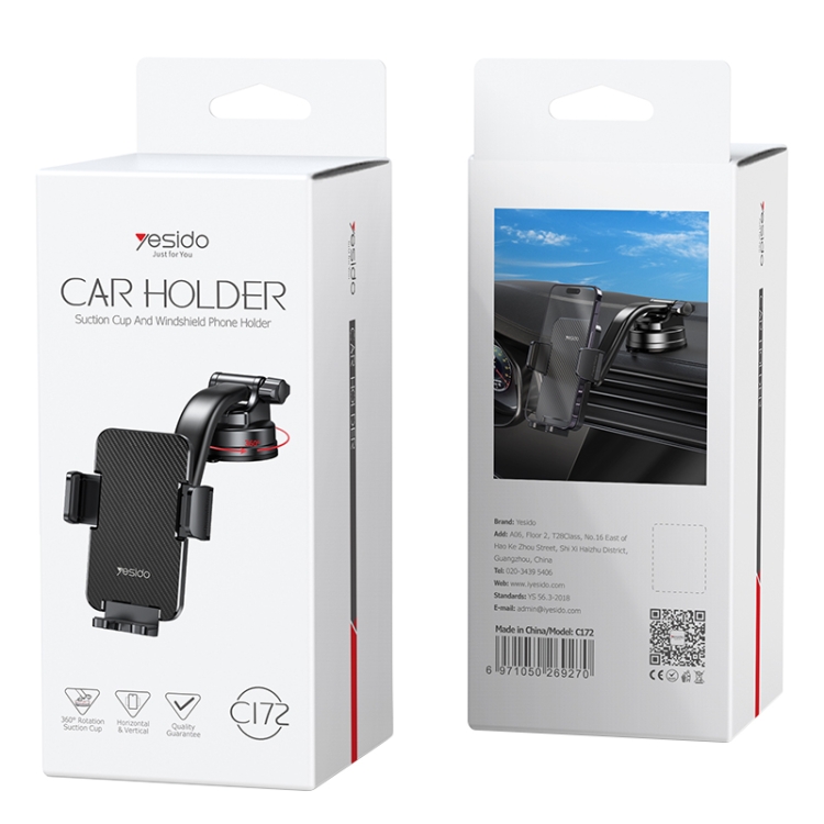 Yesido C172 Suction Cup Type Bending Arm Car Phone Holder (Black) Yesido C172 Suction Cup Type Bending Arm Car Phone Holder (Black)