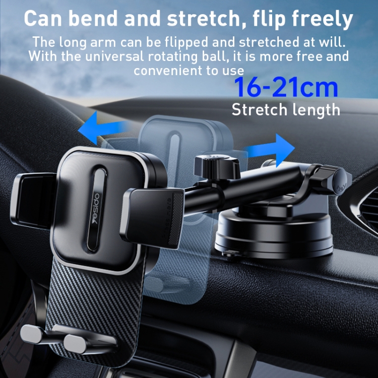 Yesido C174 Suction Cup Type Telescopic Car Phone Holder (Black) Yesido C174 Suction Cup Type Telescopic Car Phone Holder (Black)