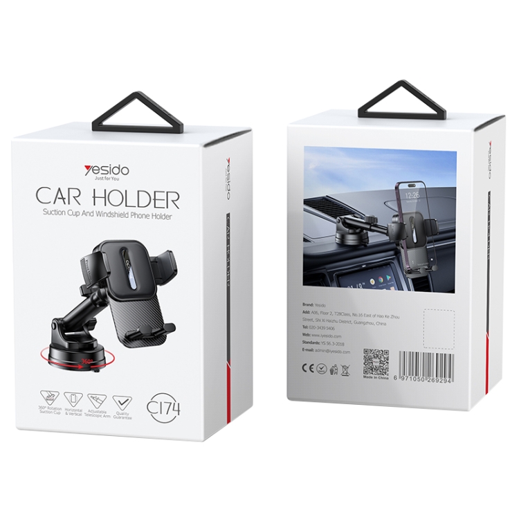 Yesido C174 Suction Cup Type Telescopic Car Phone Holder (Black) Yesido C174 Suction Cup Type Telescopic Car Phone Holder (Black)